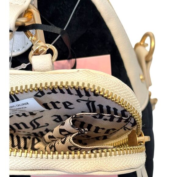 Juicy Couture Royal Couture Quilted Satchel Black Liquorice Crystal Shoulder Bag - Picture 10 of 12